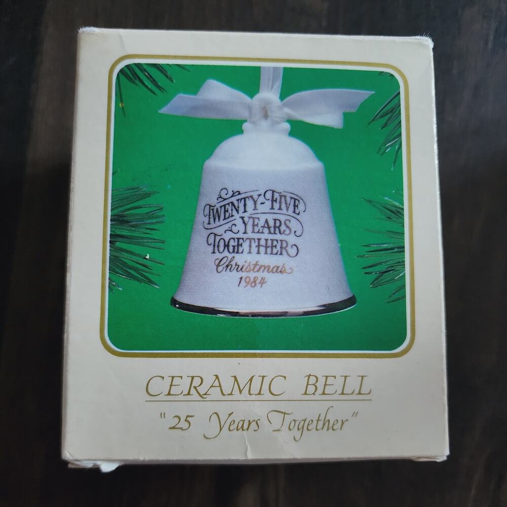 1984 Hallmark Ceramic Bell 25 Years Together Christmas Keepsake Ornament